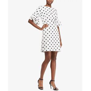 LAUREN Ralph Lauren Polka-Dot Ruffled Bell Sleeves Shift Dress